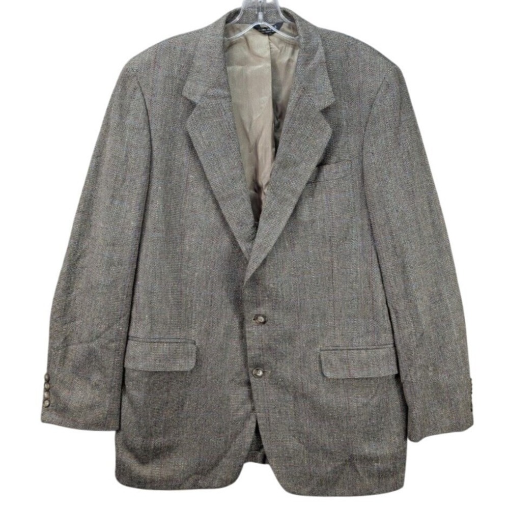 Botany 500 Houndstooth Sport Coat‎ Men's 42R Pure Silk Tweed Preppy Made in USA